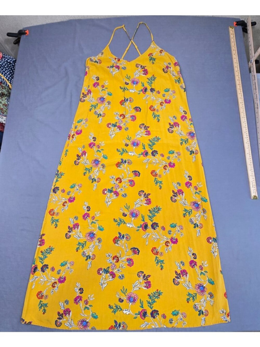 Old Navy Large Yellow Floral Spaghetti Strap Maxi Dress Beachy Boho